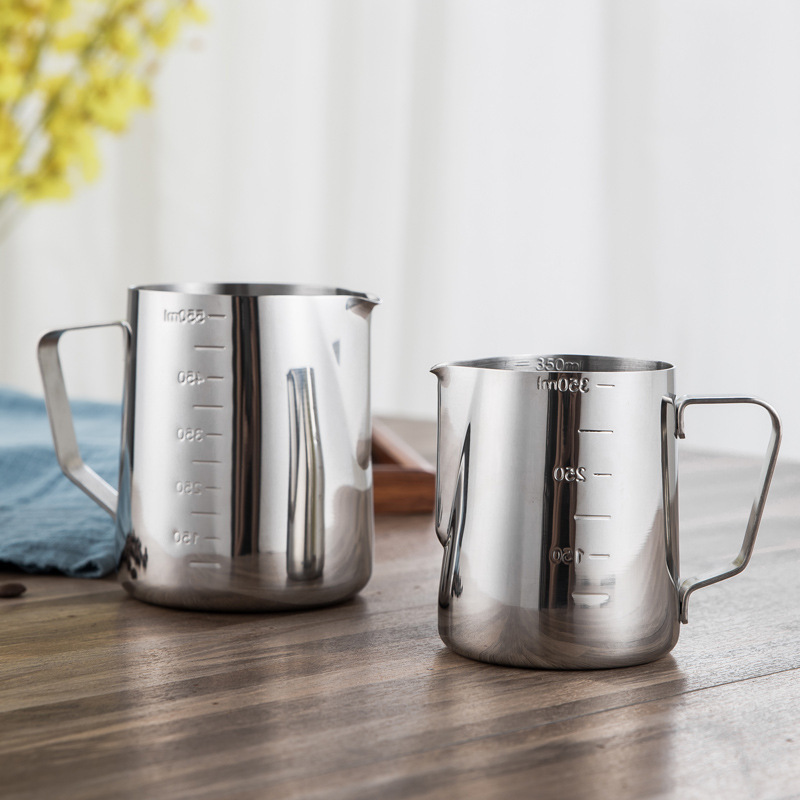 Simple Stainless Steel Milk Frothing Jug Garland Cup With Measurement