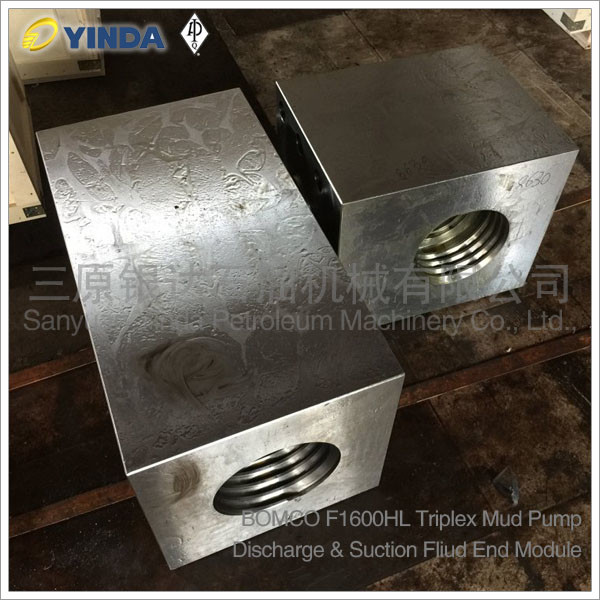 Bomco F-1600HL Triplex Mud Pump discharge and suction Fliud End Module,AH160201010400,AH160201011000