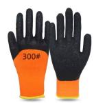 7 Gauge Black Crinkle Latex Coated Gloves Half Coated