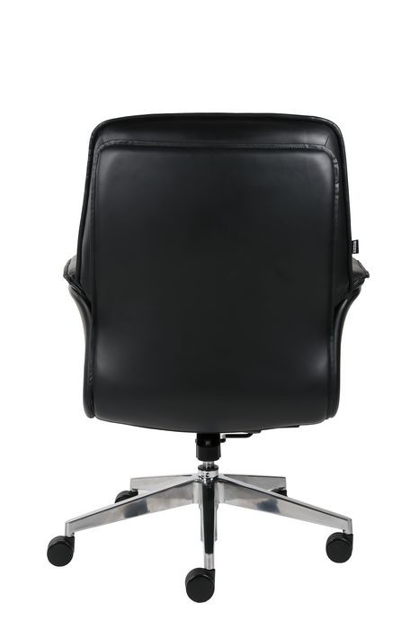 Middle Back Office Revolving Chair , DIOUS TUV Black Leather Desk Chair