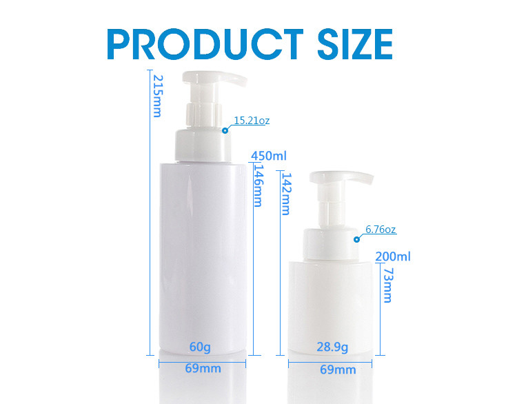 450ml Flat Shoulder Round Foam Pump Bottle Soap Dispenser