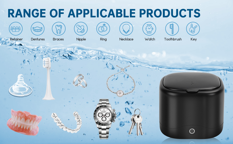 45K Ultrasonic Cleaner for Dentures & Retainers Jewelry, Mouth Guard, Rings, Silver, Watches, Diamonds, Coins, Razors