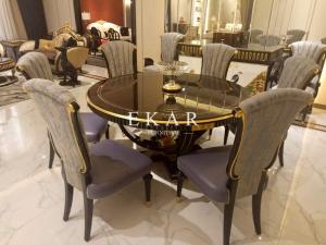 China Italian Luxury Round Dining Table With Rotating Centre wholesale