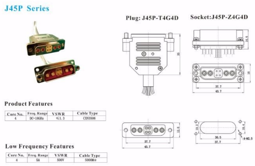 High Reliable Contact RF Integrated Connector for CXN3506 Cable