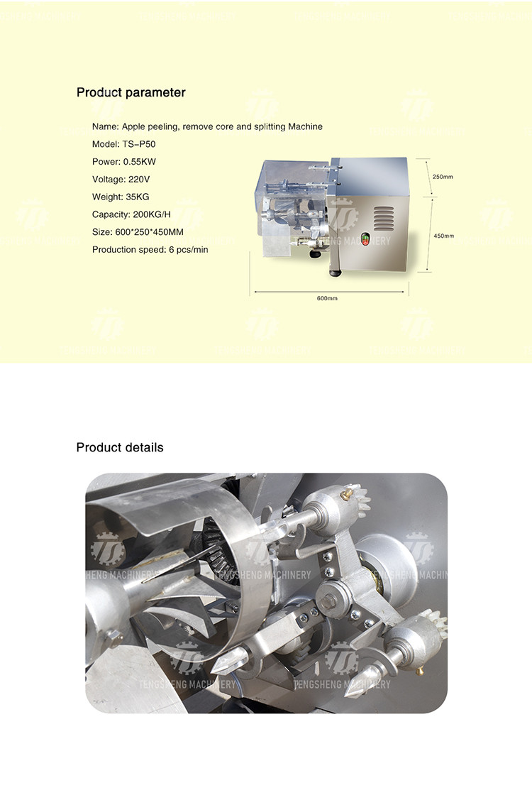220V 35KG Recyclable Piercing Pitting Commercial Fruit Peeling Machine Apple paring onion