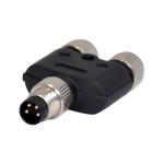 4pins Circular M8 Waterproof Connector Male Y Type Splitter Assembly Straight