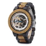 Japanese 47.9mm Wooden Mechanical Watch 3BAR Luminous Swiss Wood