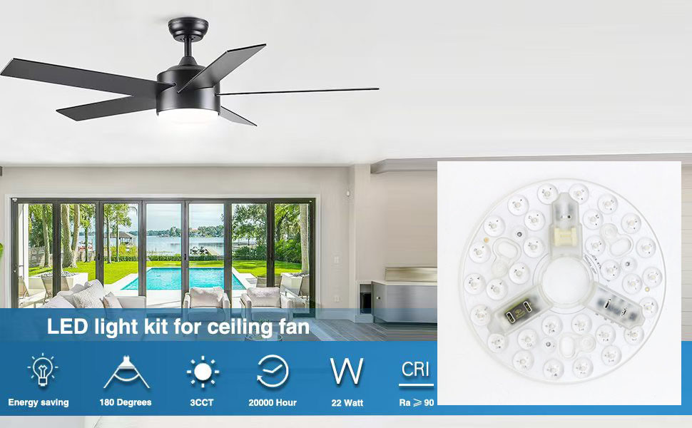 ERP Rosh LED Modules 5CCT 12W/18W/24W DIP Switch Ceiling Light Fan With Witch Power Replaces LED Module