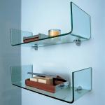 Industrial Wall Mounted Fanshaped Rectangle Tempered Glass Shelves for Bathroom