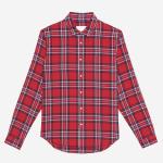 Polyester / Cotton Mens Fashion Casual Shirts , Red Plaid Long Sleeve Shirt