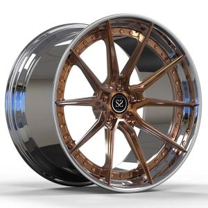 China Custom 2-PC Forged Aluminum Alloy Rims Bronze Face Polished Barrel 18 19 Inches wholesale