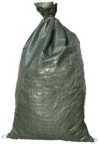 China Woven Polypropylene PP Sand Bag Green Hemmed Top With Tie wholesale