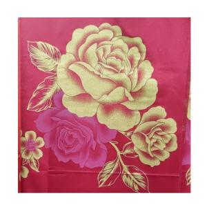China Bright red gold print design 100% polyester warp knitted mattress fabric wholesale