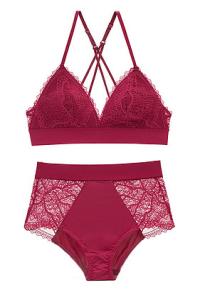 China New Lace Satin Bralette Set wholesale
