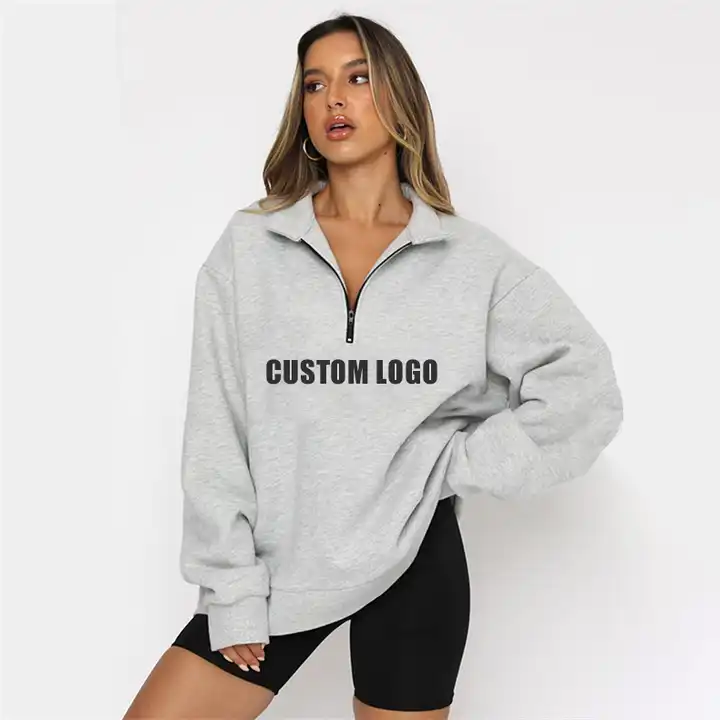 Winter Season Women'S Long Sleeve Zip Up Hoodies Women Half Zip Up Printed Design