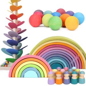 China Montessori Wave Forest Stacker Tower Rainbow Toy Stacker wholesale