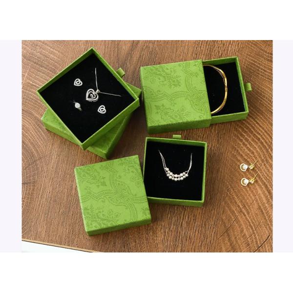 CUSTOM LOGO Wholesale Customizable Factory Green Drawer Box Jewelry Box Ring Earring Pendant Necklace Bracelet Jewelry Packaging Box