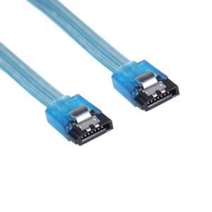 China Factory Wholesale 7pin SATA Cable female to female with Clip Transparent Blue wholesale