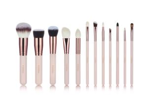 China Custom Logo Vonira Nude Pink 12pcs Cosmetic Brushes Set wholesale