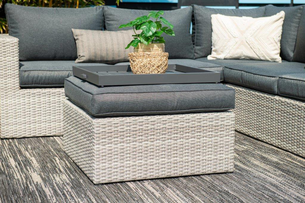 AJUNION Outdoor L Shape Rattan Corner Sofa Set Patio Furniture W155 x D85.5 x H65cm