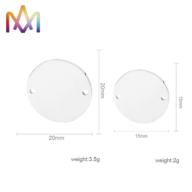 2 Hole 15mm 20mm Flat Round Blank Stamping Tags