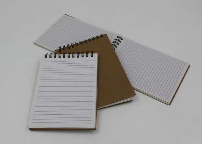 Eco - Friendly Pocket Kraft Paper Notebook With Line Printing Inside / Spiral Notepad