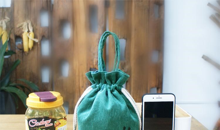 Shopping Blue / Black Color Cloth Drawstring Bags Cylindrical Shape
