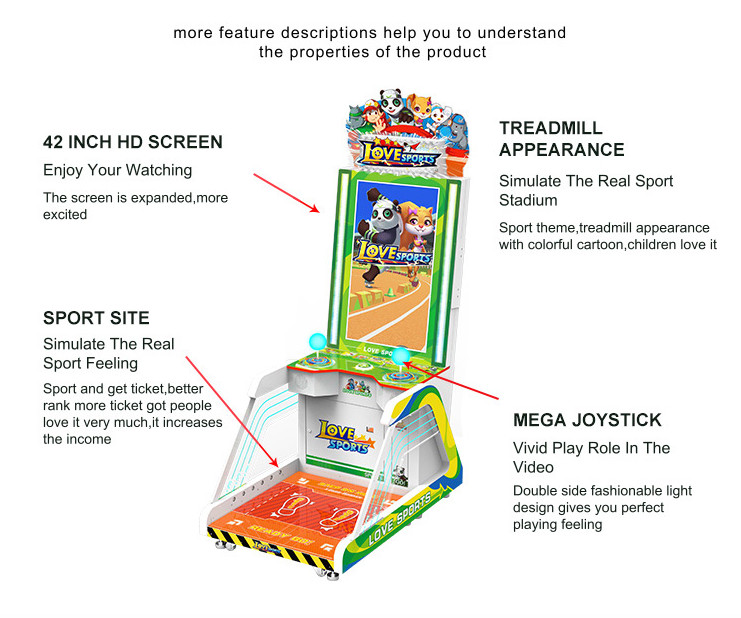 Amusement Sports Game Machine / Coin Pusher Video Game Treadmill