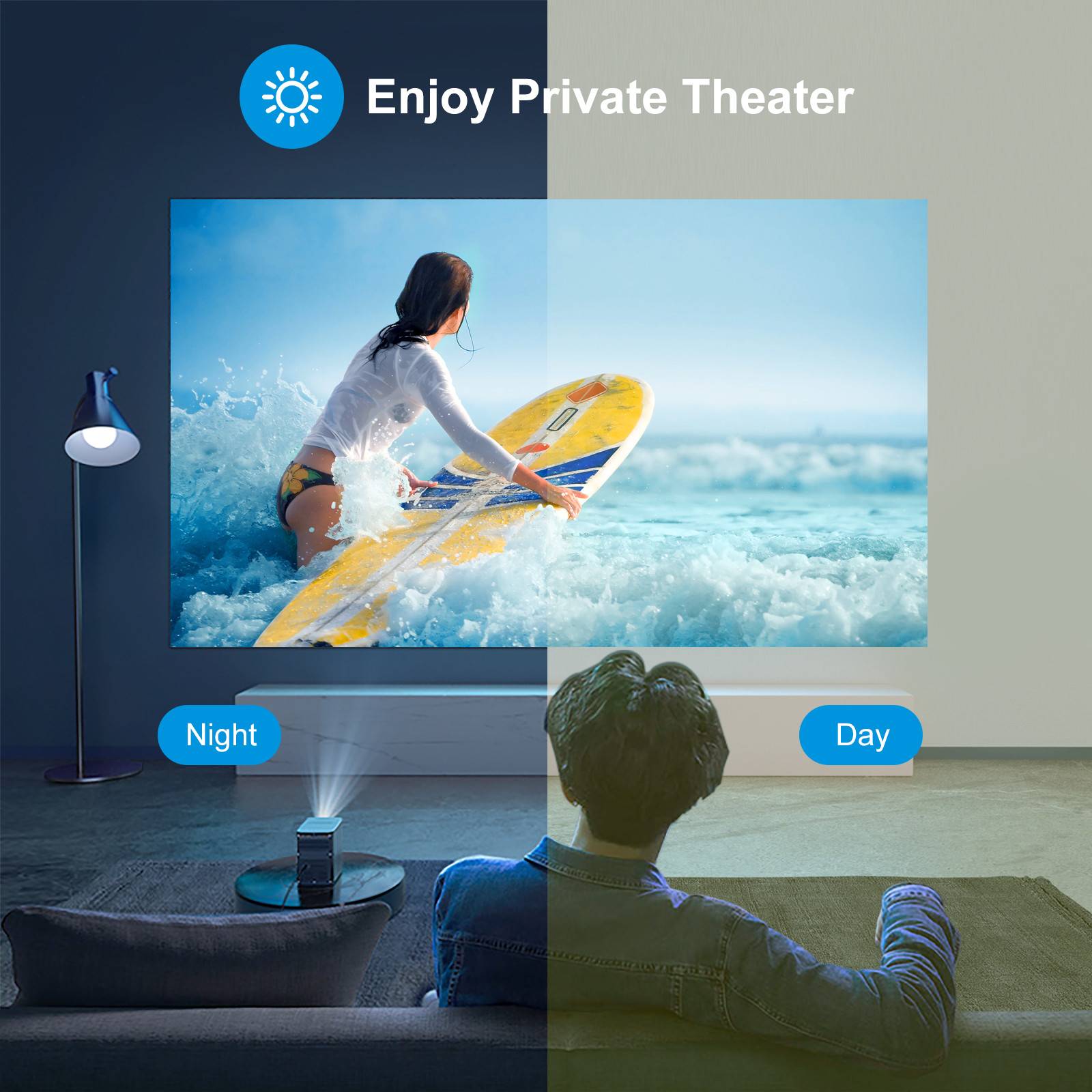 100 ANSI Lumens Lift Bracket 4k Mini Projector for Home Theater Outdoor