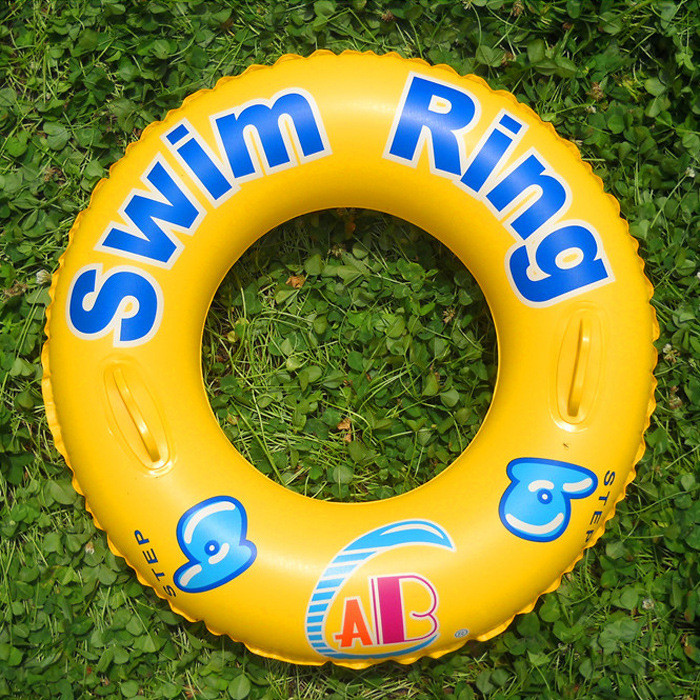 Newly inflatable swimming ring with funny learning letter for kids, with safe handle in each side