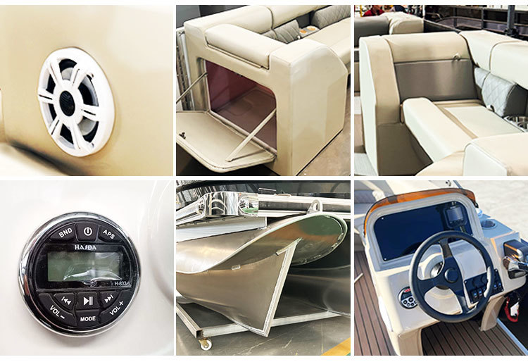 2.3 2.6m Width Pontoon Aluminum Boat 8 Person Lightweight Sleek Design