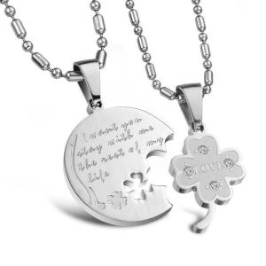 China New Fashion Tagor Jewelry 316L Stainless Steel couple Pendant Necklace TYGN217 wholesale
