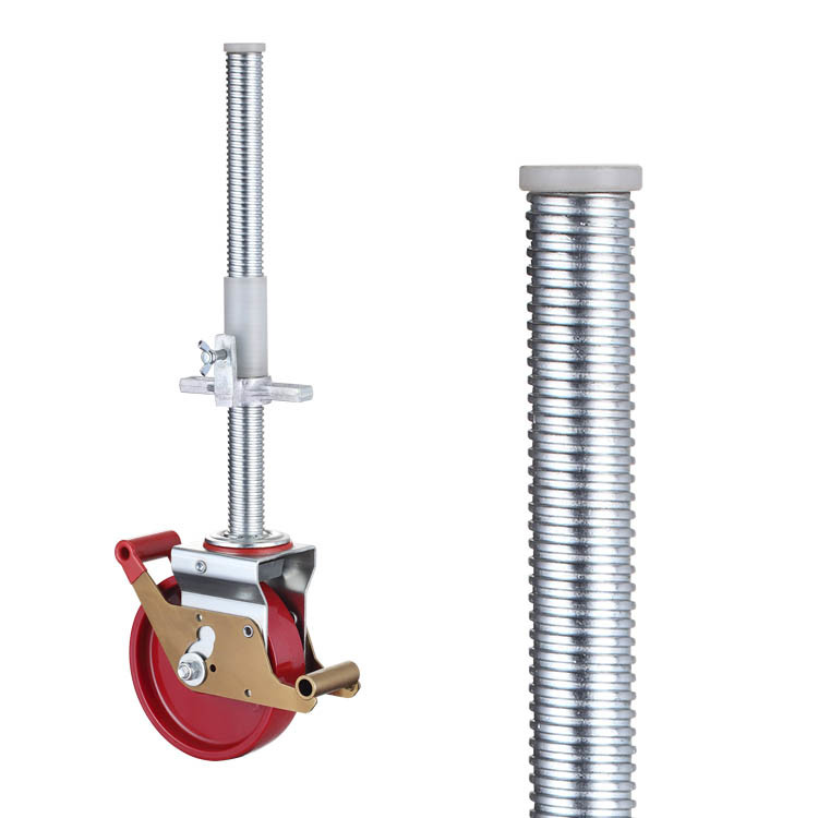 8 Inch Nylon Scaffolding Caster Wheels Solid Long Steel Stem Adjustable Height Scaffold Wheels