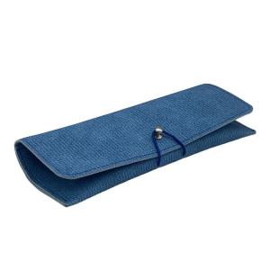 China Blue Luxury Belt Hot Stamping Glasses Case Soft Leather Simple Custom Logo wholesale