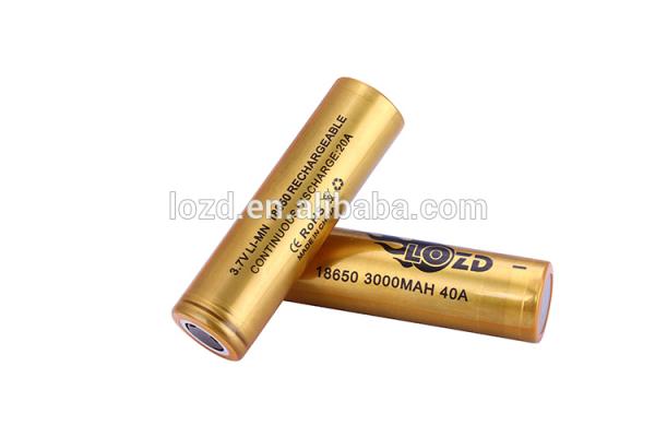 High drain LOZD 18650 battery 18650 3000mah 2600Ah 40A li-ion battery for ecig 18650 battery pack for ebike