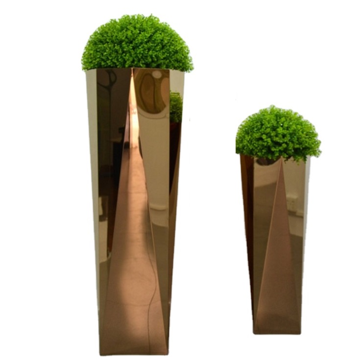 304 customized stainless steel shiny silver golden flower pots&planters
