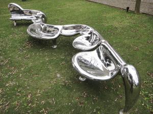 China Contemporary Stainless Steel Sculpture Mirror Polished Metal Lawn Art Style wholesale