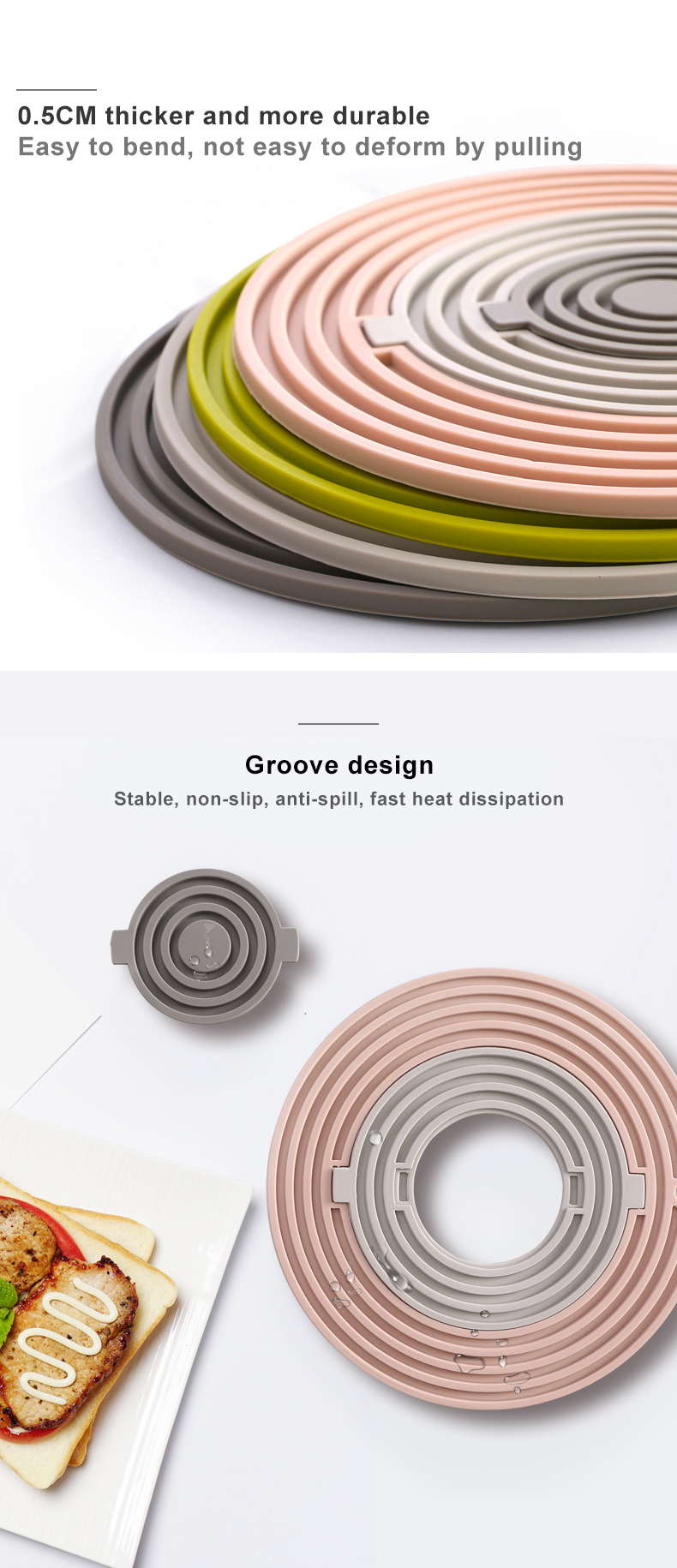 Customised Waterproof Easy To Clean Silicone Placemats And Coasters Silicone Insulation Pad