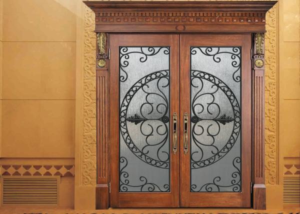 Glass Lowes Wrought Iron Entry Doors And Glass Agon Filled 22*64 inch Size