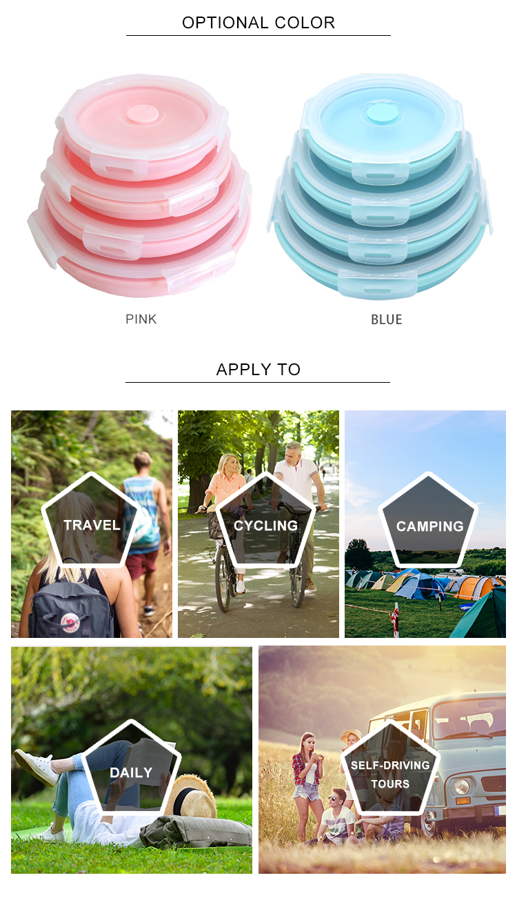 OEM ODM Supported Collapsible Silicone Food Storage Containers