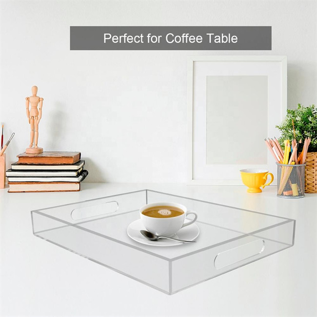 16x12x2inch 5mm PMMA Cast Custom Plexiglass Clear Acrylic Tray With Handles