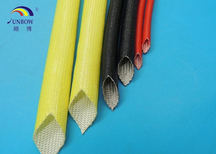 Yellow Black Red Natural Color Acrylic Resin Fiberglass Braided Sleeving / Eco-friendly Insulating Sleeves