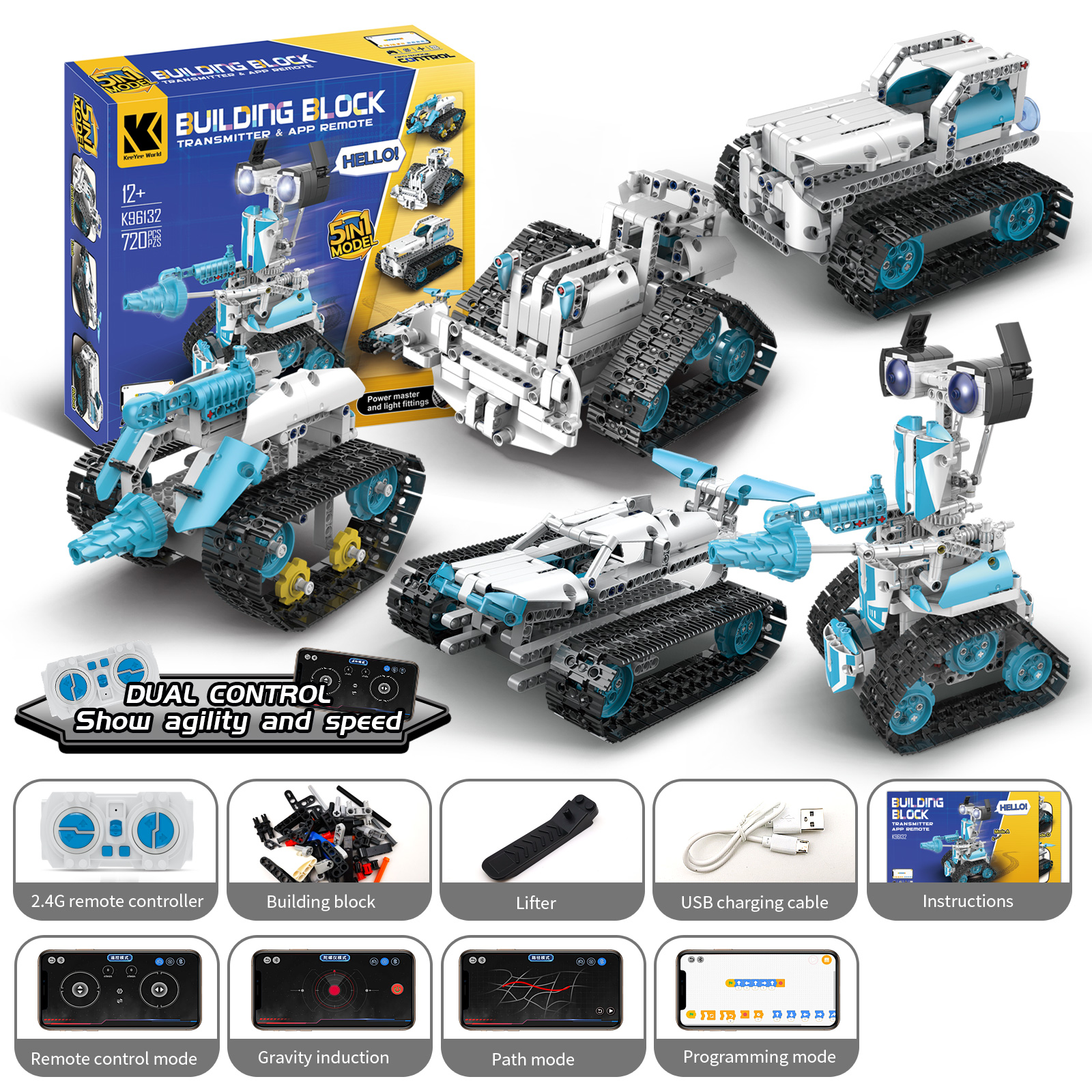 5 in 1 RC Truck Remote Control 4x4 Car Building Block Sets Toys Trending Products