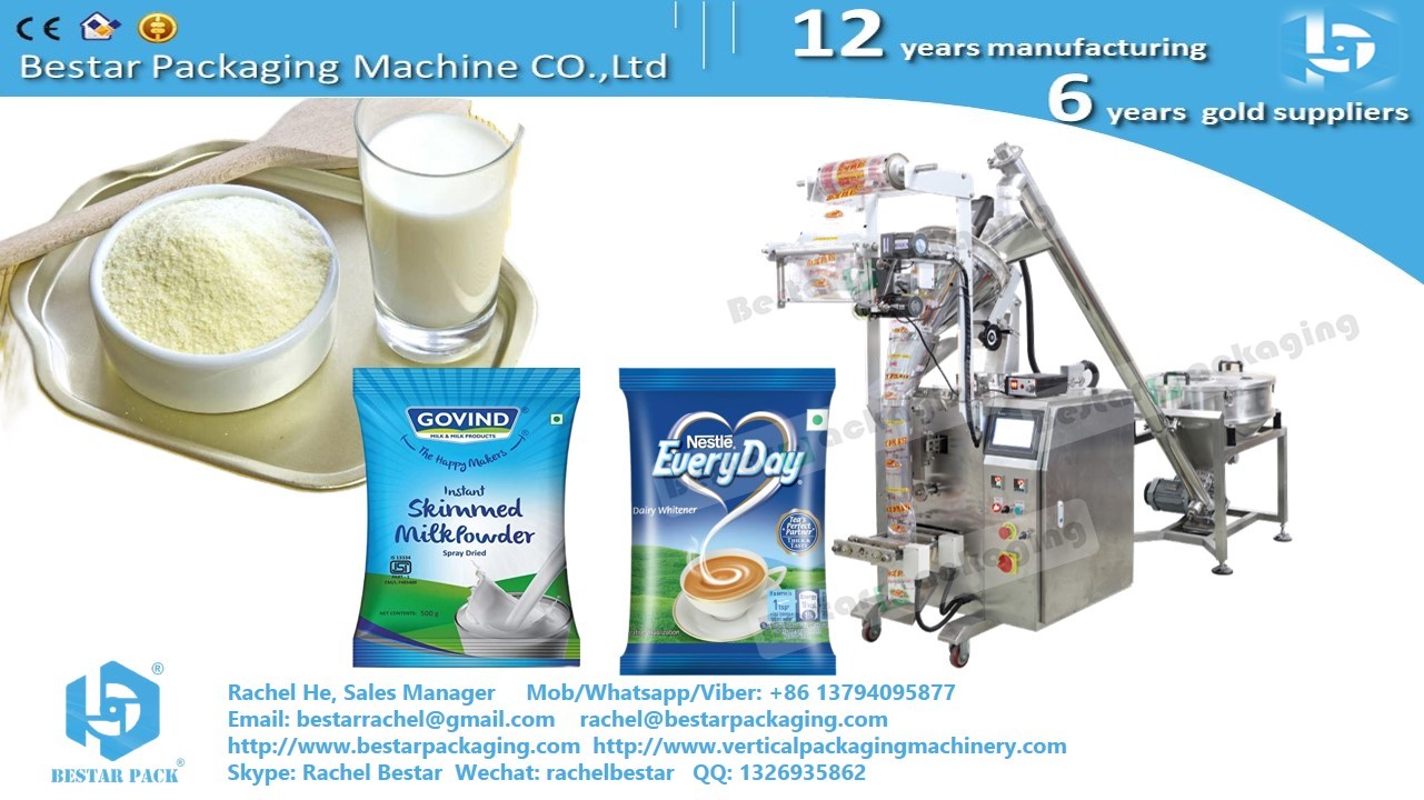 How to pack soybean powder sachet by automatic packing machine BSTV-160F