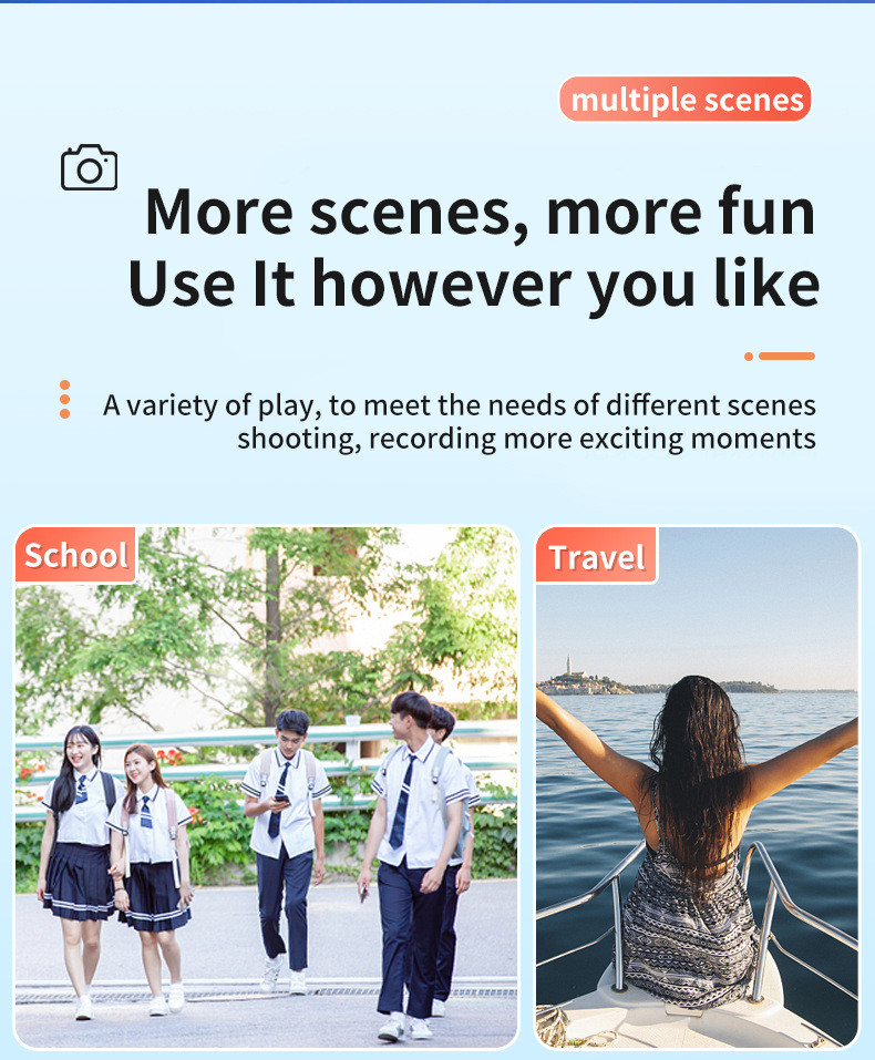 Y3000 Mini Digital Camera Loop Recording Portable HD 1080P Camera With 0.96 Inch Screen 8 Filter Effects For Kids Digital Camera