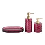 Glass Bathroom Accessories Empty Liquid Bottle Luxury Set Rose Red Diamond