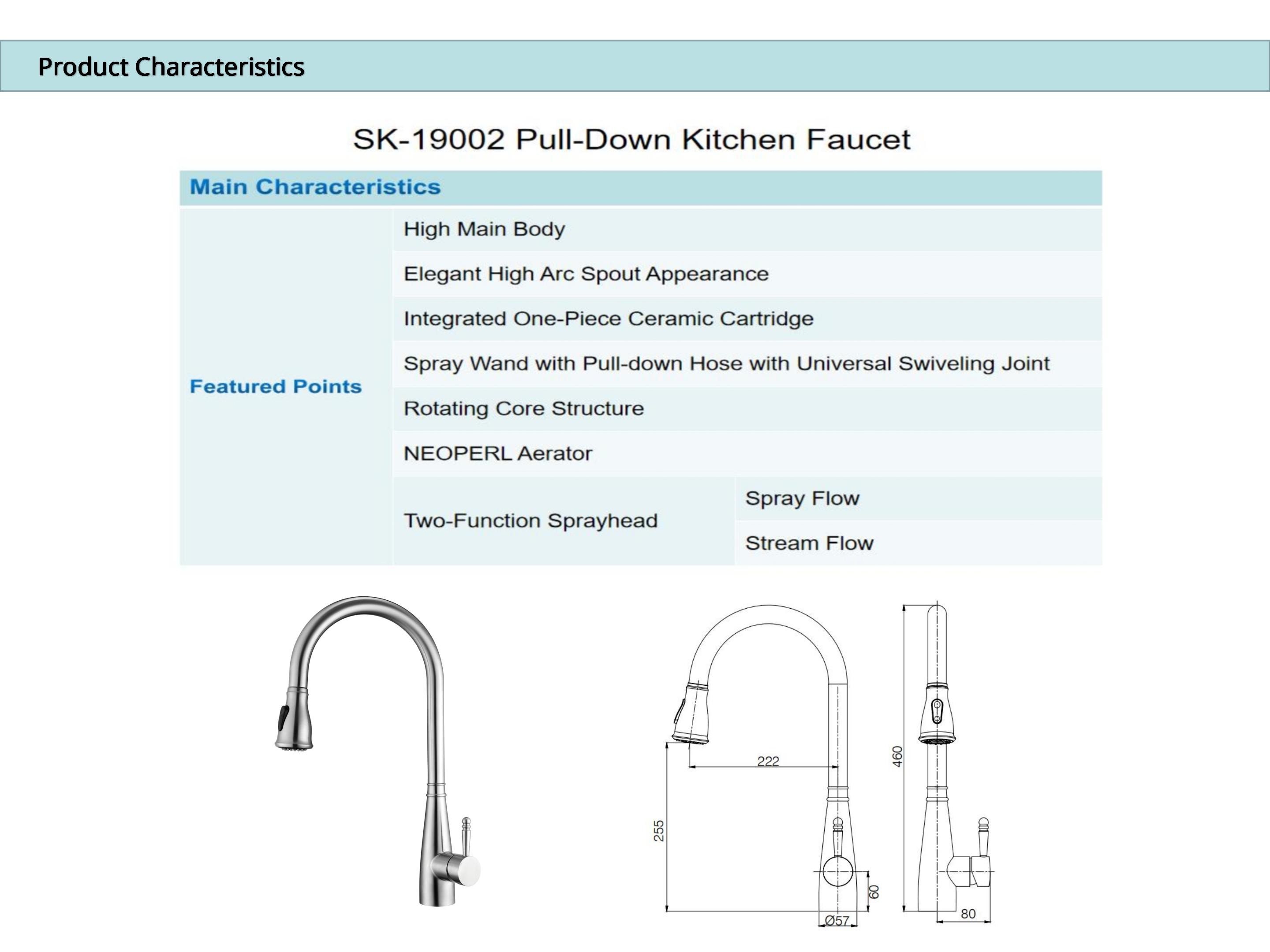 High Arc Gooseneck Kitchen Tap Extendable Spray Head Sink Faucet