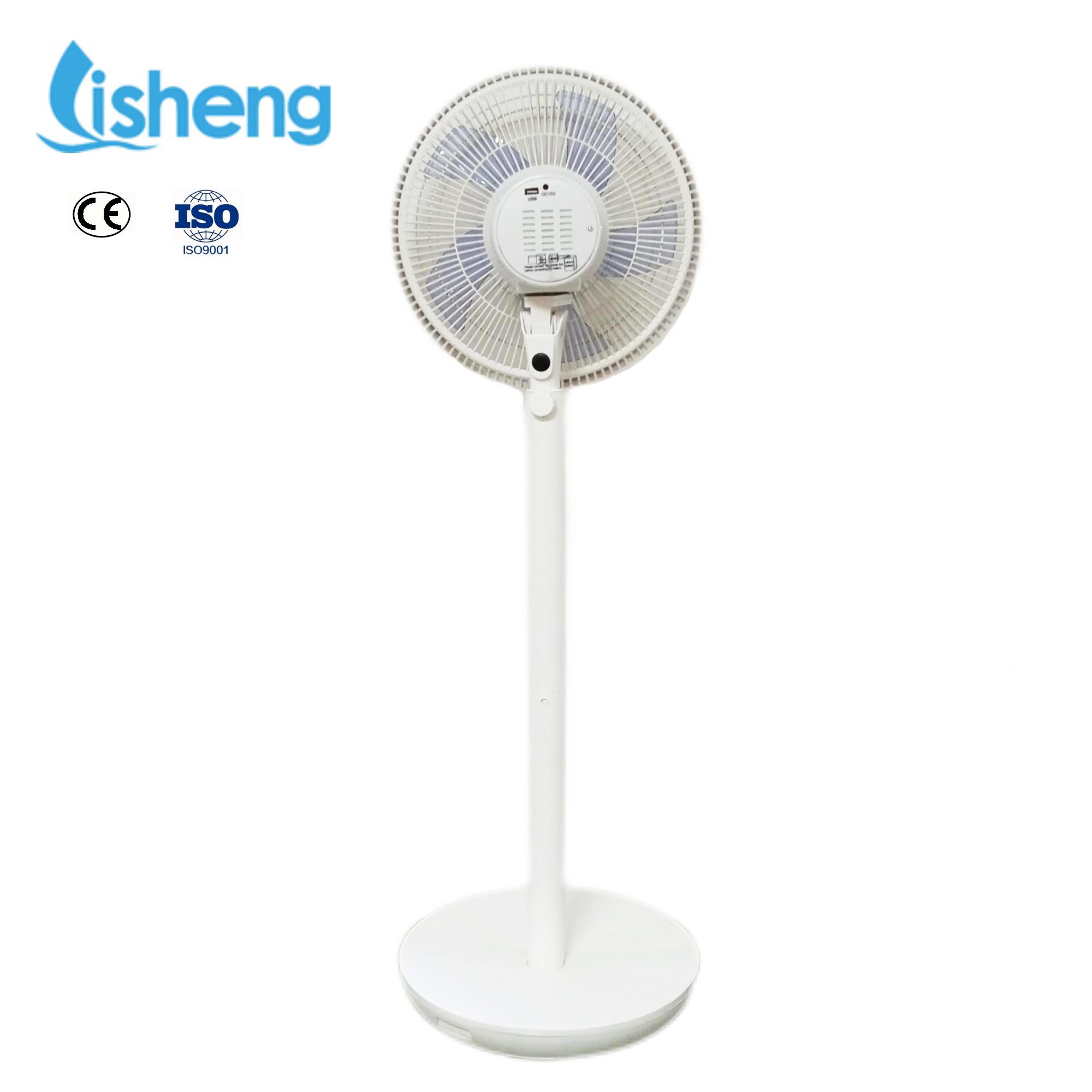 Household DC Solar Power Standing Fans 12v 16 Inch Plastic Material