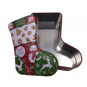 China Christmas Stocking Tins Gift Box Atlantic Tins Large Tin Food Storage Containers with Lids wholesale