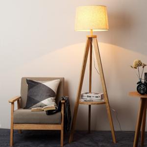China Modern wooden fabric living room bedroom floor lamp night wooden tripod floor lamp(WH-WFL-14) wholesale